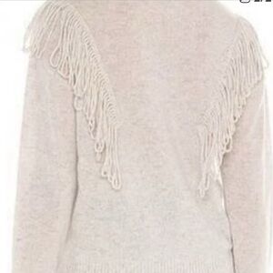 Jaeger Cashmere Fringe Sweater soft womens  gray loop fringe feminine sz small
